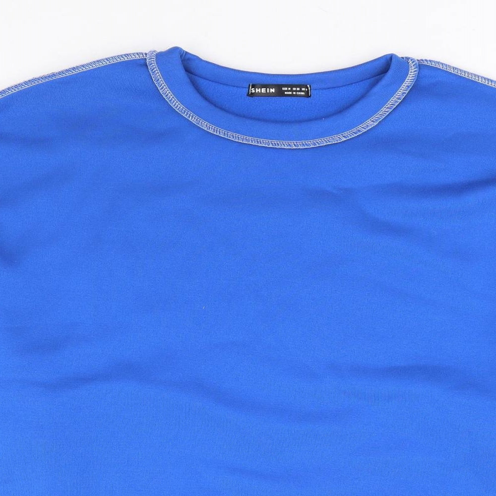 SheIn Womens Blue Polyester Pullover Sweatshirt Size M Pullover - Contrast Stitching