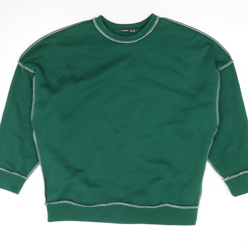 SheIn Womens Green Polyester Pullover Sweatshirt Size M Pullover - Contrast Stitching