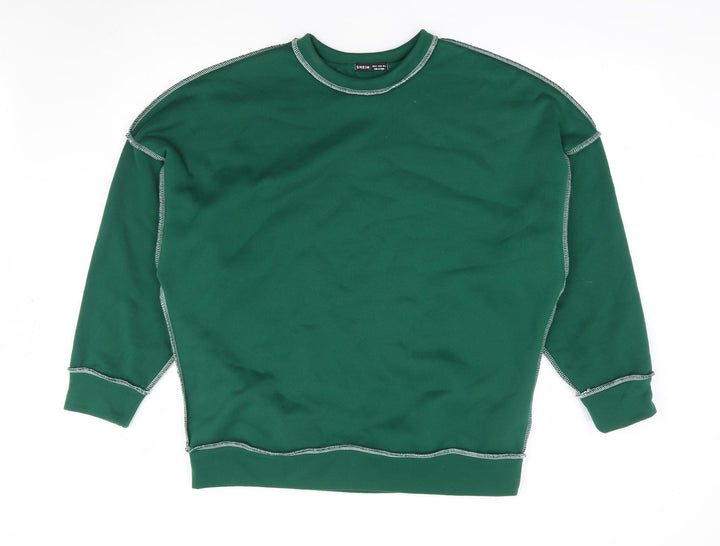 SheIn Womens Green Polyester Pullover Sweatshirt Size M Pullover - Contrast Stitching