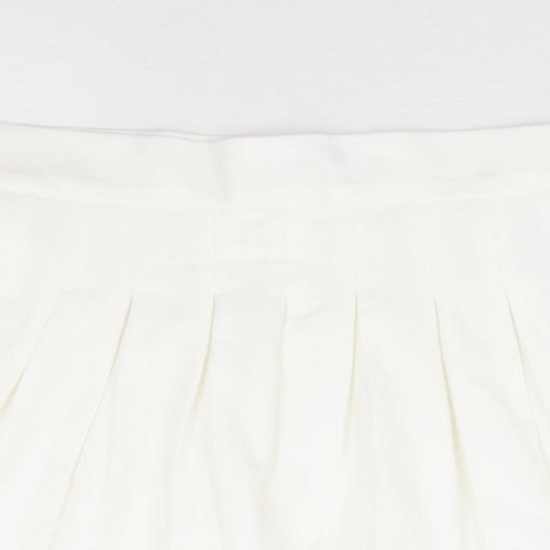 Bershka Womens Ivory Polyester Mini Skirt Size M Zip