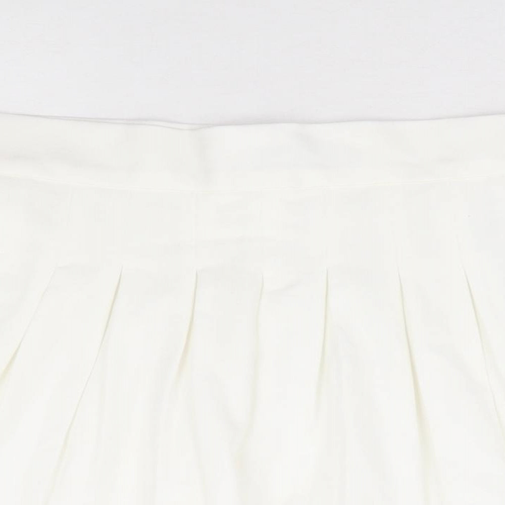 Bershka Womens Ivory Polyester Mini Skirt Size M Zip