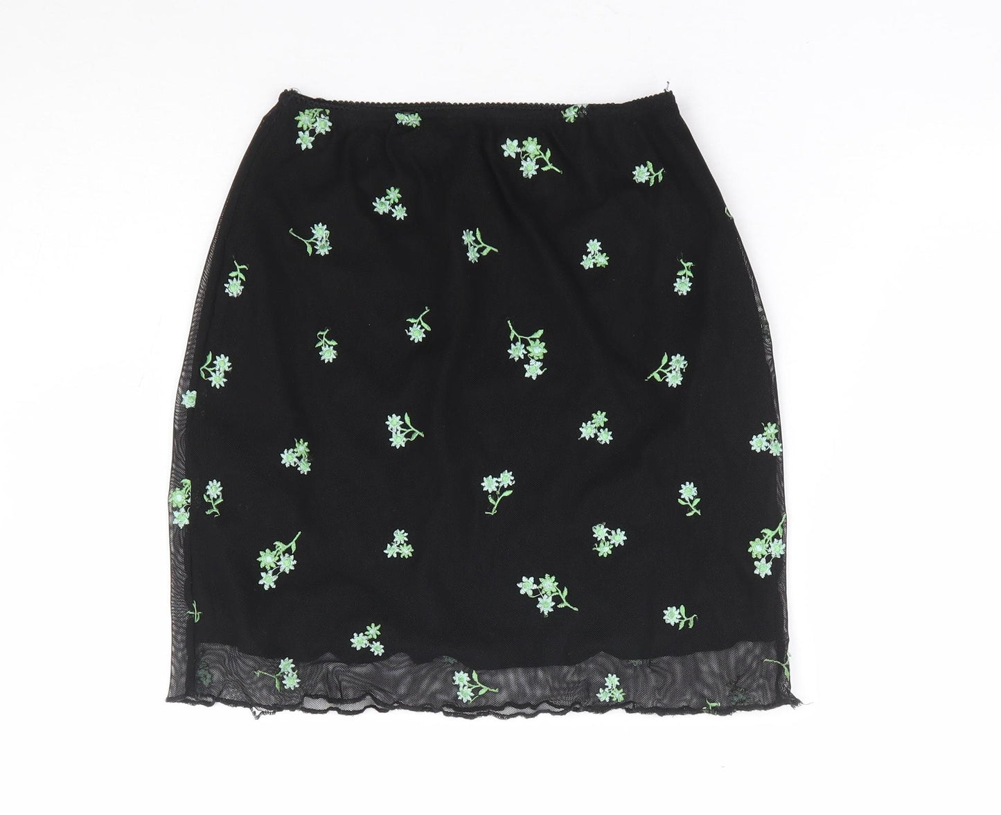 Motel Womens Black Floral Polyester Mini Skirt Size S