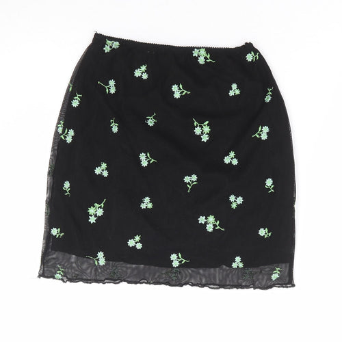 Motel Womens Black Floral Polyester Mini Skirt Size S