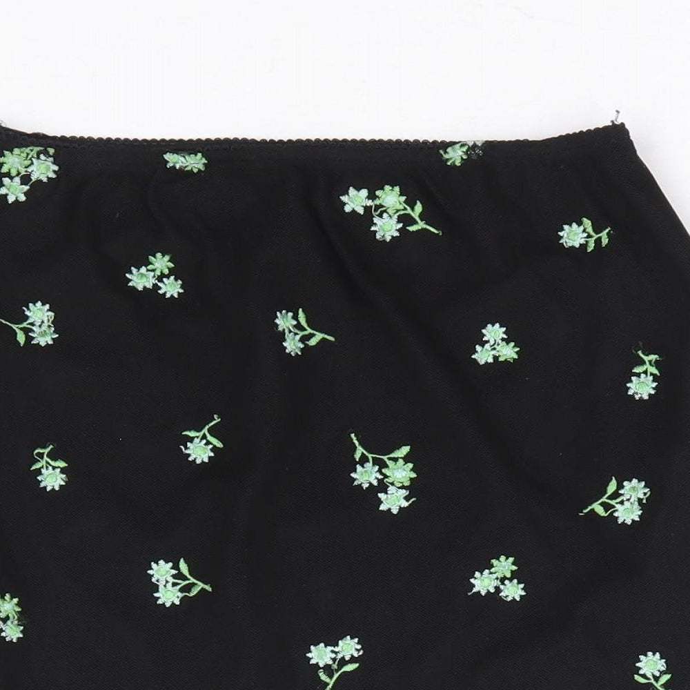 Motel Womens Black Floral Polyester Mini Skirt Size S