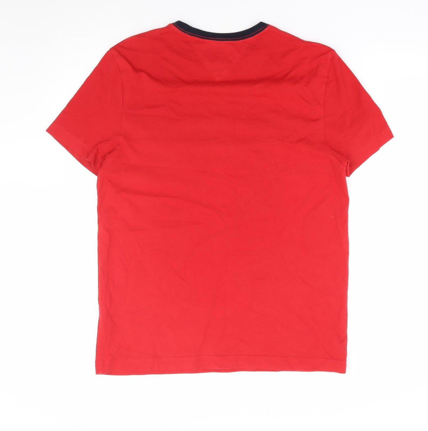 Tommy Hilfiger Mens Red Cotton T-Shirt Size S Round Neck