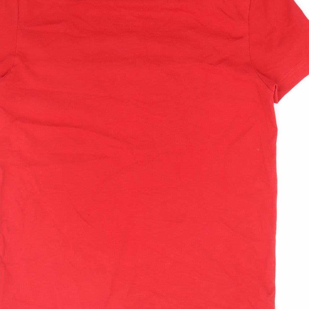 Tommy Hilfiger Mens Red Cotton T-Shirt Size S Round Neck