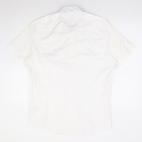 NEXT Mens White Cotton Button-Up Size L Collared Button