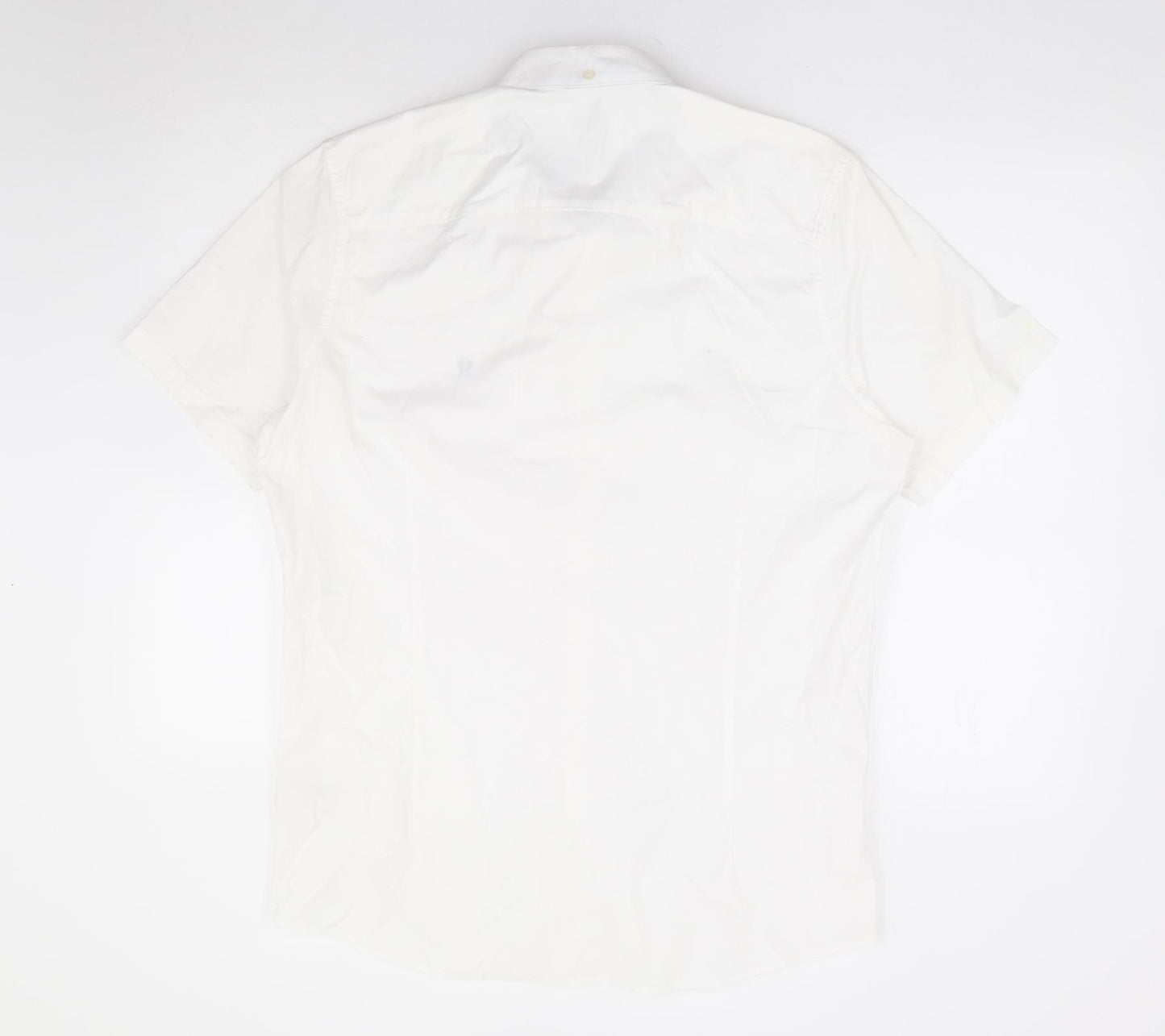 NEXT Mens White Cotton Button-Up Size L Collared Button