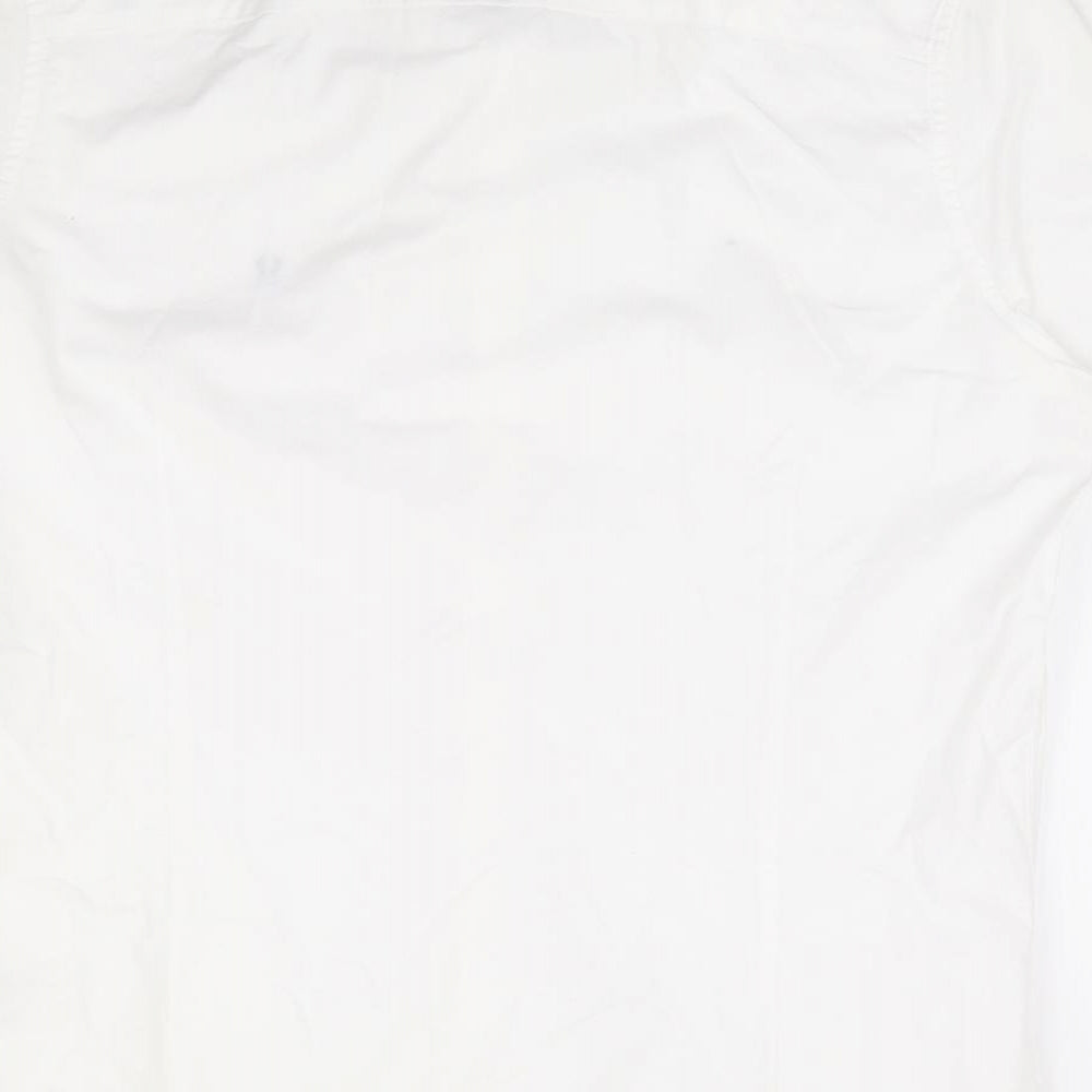 NEXT Mens White Cotton Button-Up Size L Collared Button