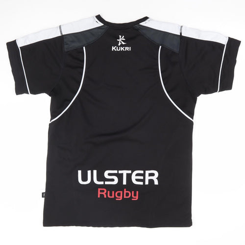 Kukri Mens Black Polyester T-Shirt Size L Round Neck - Ulster Rugby