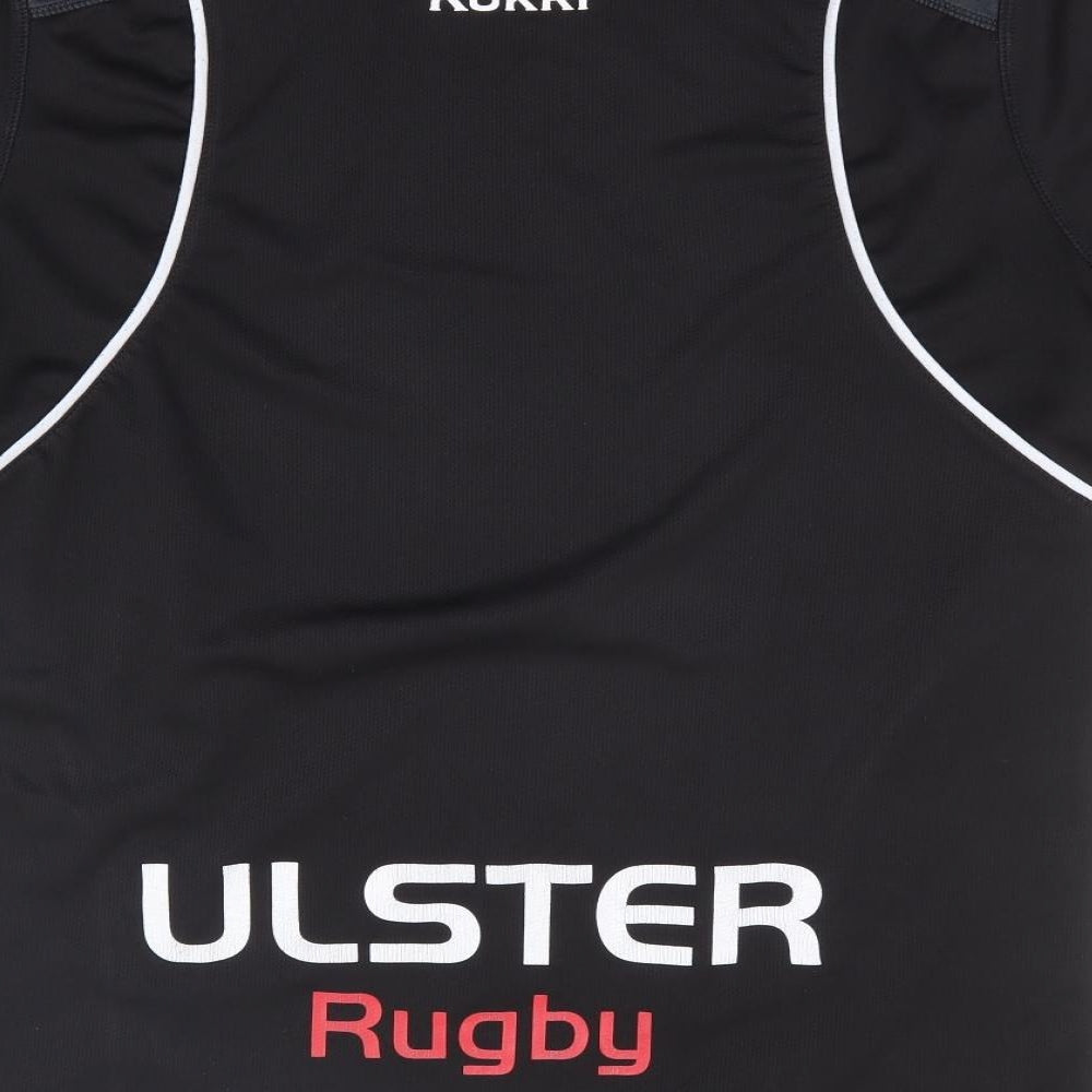Kukri Mens Black Polyester T-Shirt Size L Round Neck - Ulster Rugby