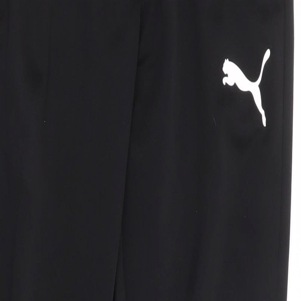PUMA Mens Black Polyester Jogger Trousers Size M L30 in Regular Drawstring - Ankle Zip