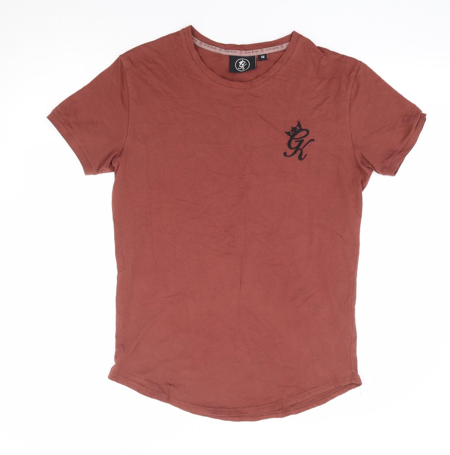 Gym King Mens Brown Cotton T-Shirt Size M Round Neck