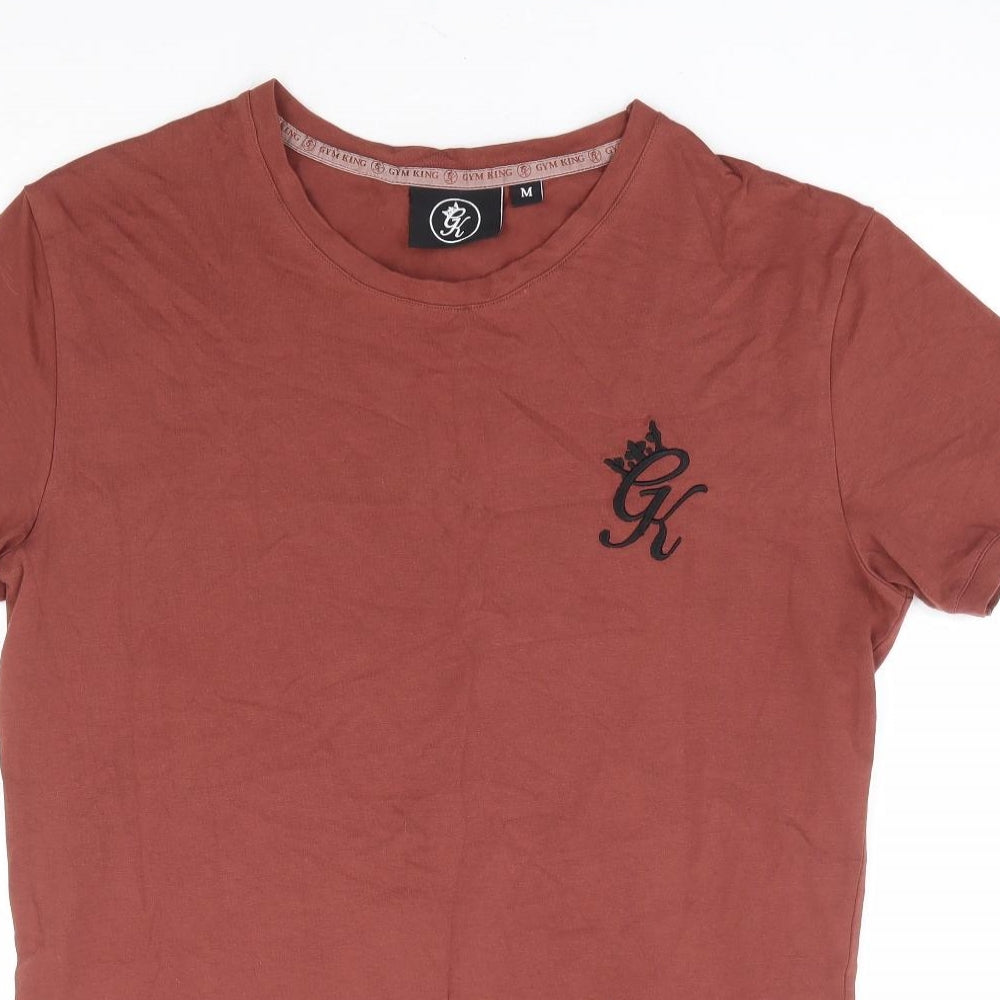 Gym King Mens Brown Cotton T-Shirt Size M Round Neck