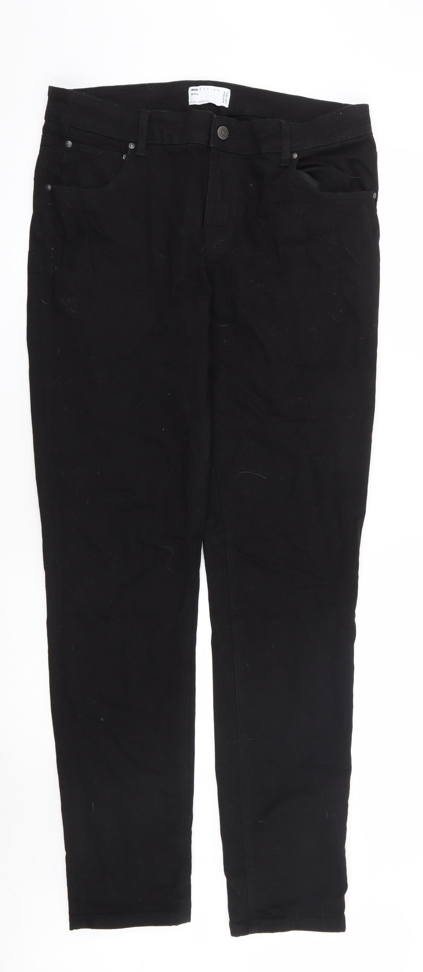 ASOS Mens Black Cotton Skinny Jeans Size 34 in L34 in Regular Zip