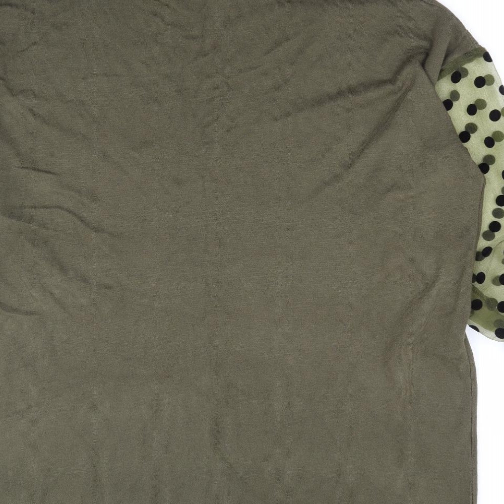 White Icy Womens Green Polka Dot Viscose Jumper Dress Size XL Roll Neck Pullover