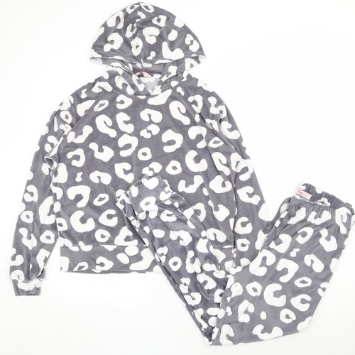 Boux Avenue Womens Grey Animal Print Polyester Top Lounge Set Size