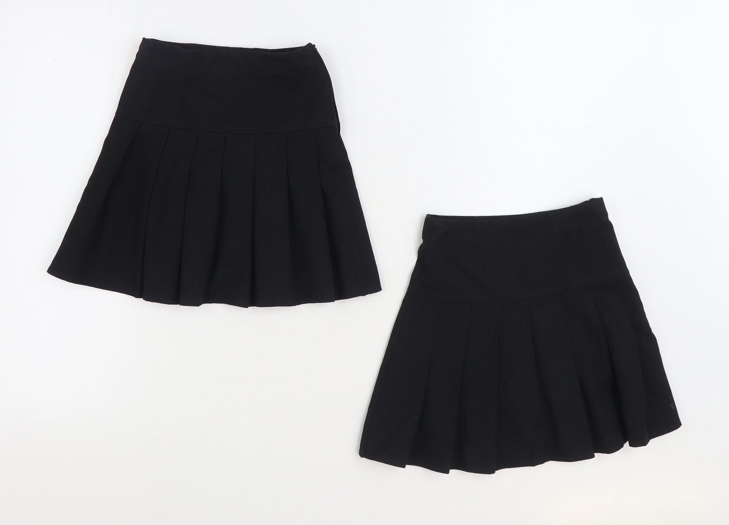NEXT Girls Black Polyester Pleated Skirt Size 6 Years Regular Zip - 2 Pack