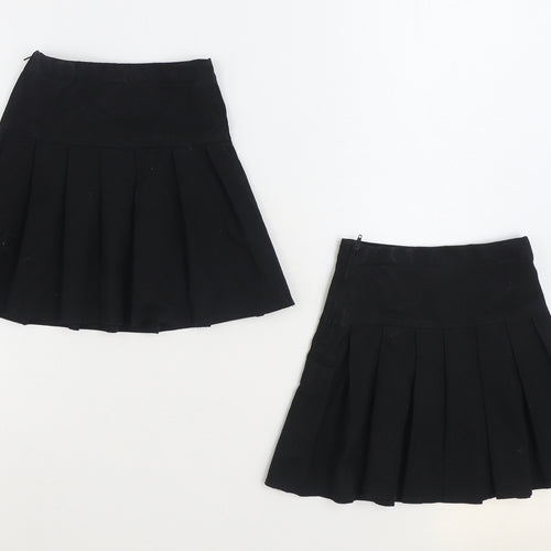 NEXT Girls Black Polyester Pleated Skirt Size 6 Years Regular Zip - 2 Pack