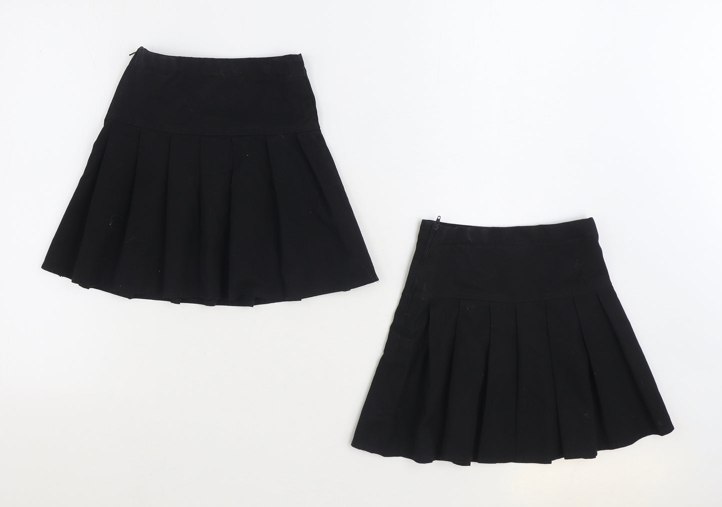 NEXT Girls Black Polyester Pleated Skirt Size 6 Years Regular Zip - 2 Pack