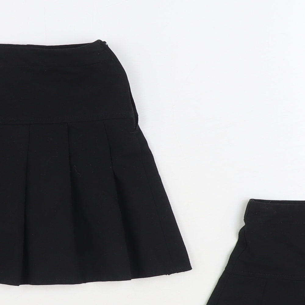 NEXT Girls Black Polyester Pleated Skirt Size 6 Years Regular Zip - 2 Pack