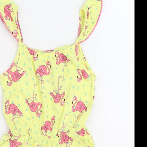 NEXT Girls Yellow Geometric 100% Cotton Playsuit One-Piece Size 10 Years Pullover - Flamingos