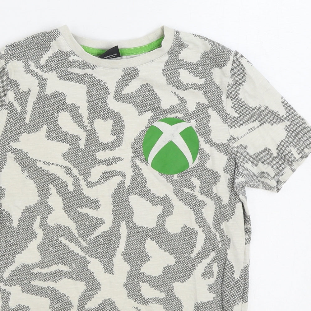 F&F Boys Grey Camouflage Cotton Basic T-Shirt Size 9-10 Years Round Neck Pullover - XBOX