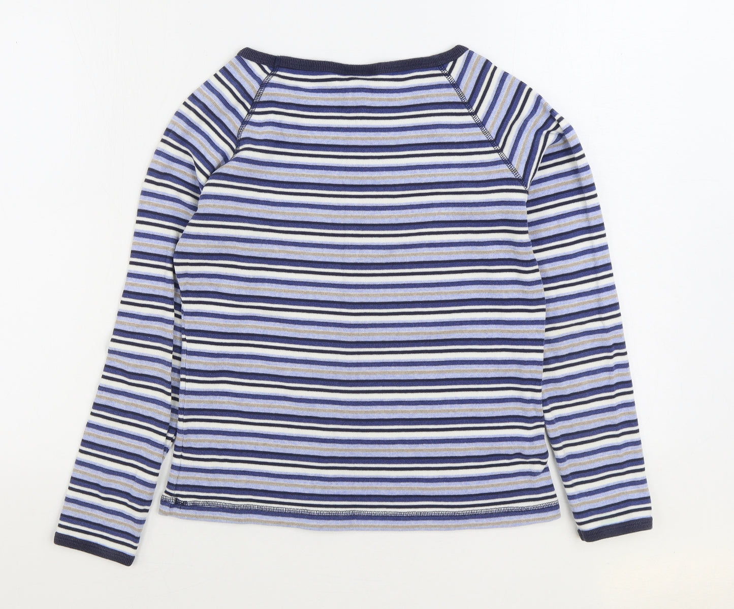 NEXT Womens Blue Round Neck Striped 100% Cotton Pullover Jumper Size 12