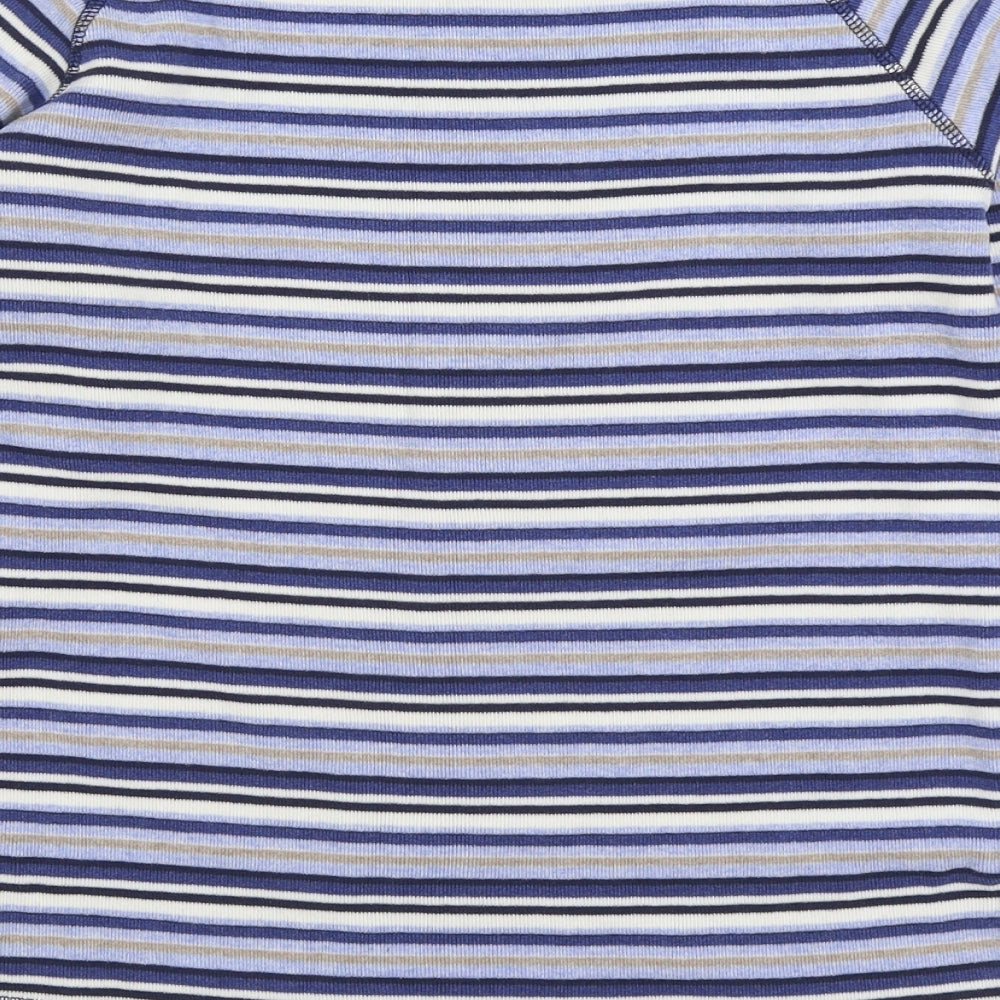 NEXT Womens Blue Round Neck Striped 100% Cotton Pullover Jumper Size 12