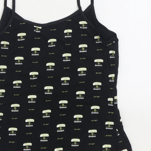 Guinness Womens Black Geometric Cotton Camisole Tank Size 12 Scoop Neck