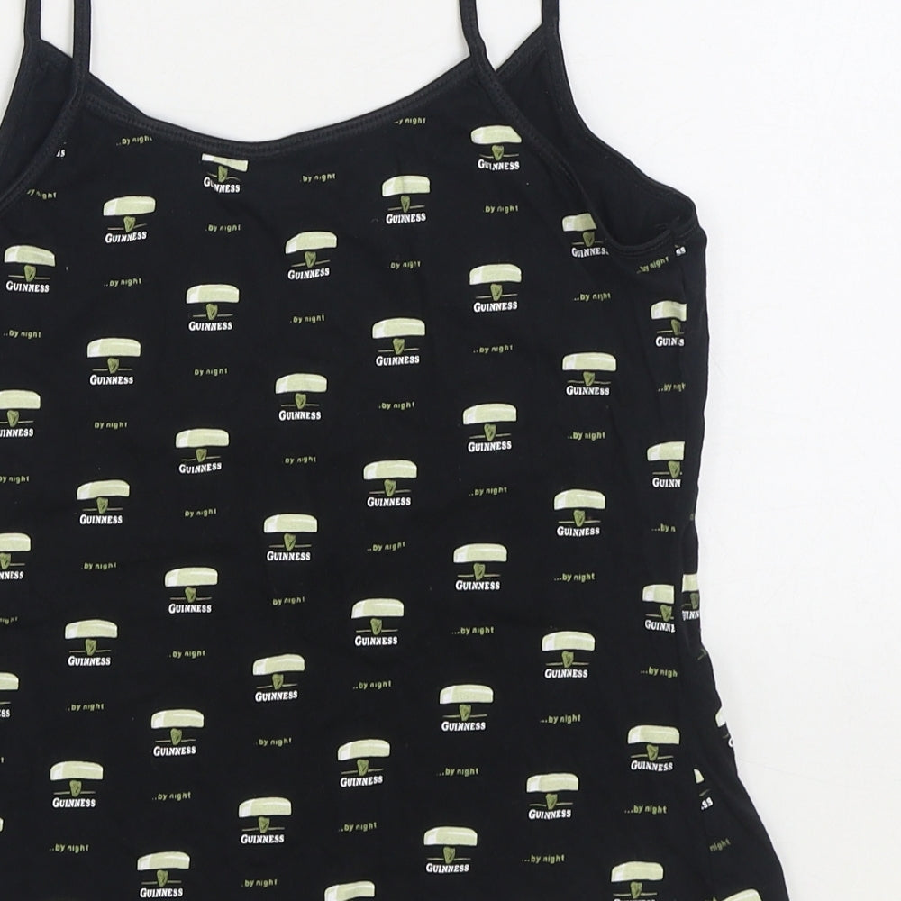 Guinness Womens Black Geometric Cotton Camisole Tank Size 12 Scoop Neck