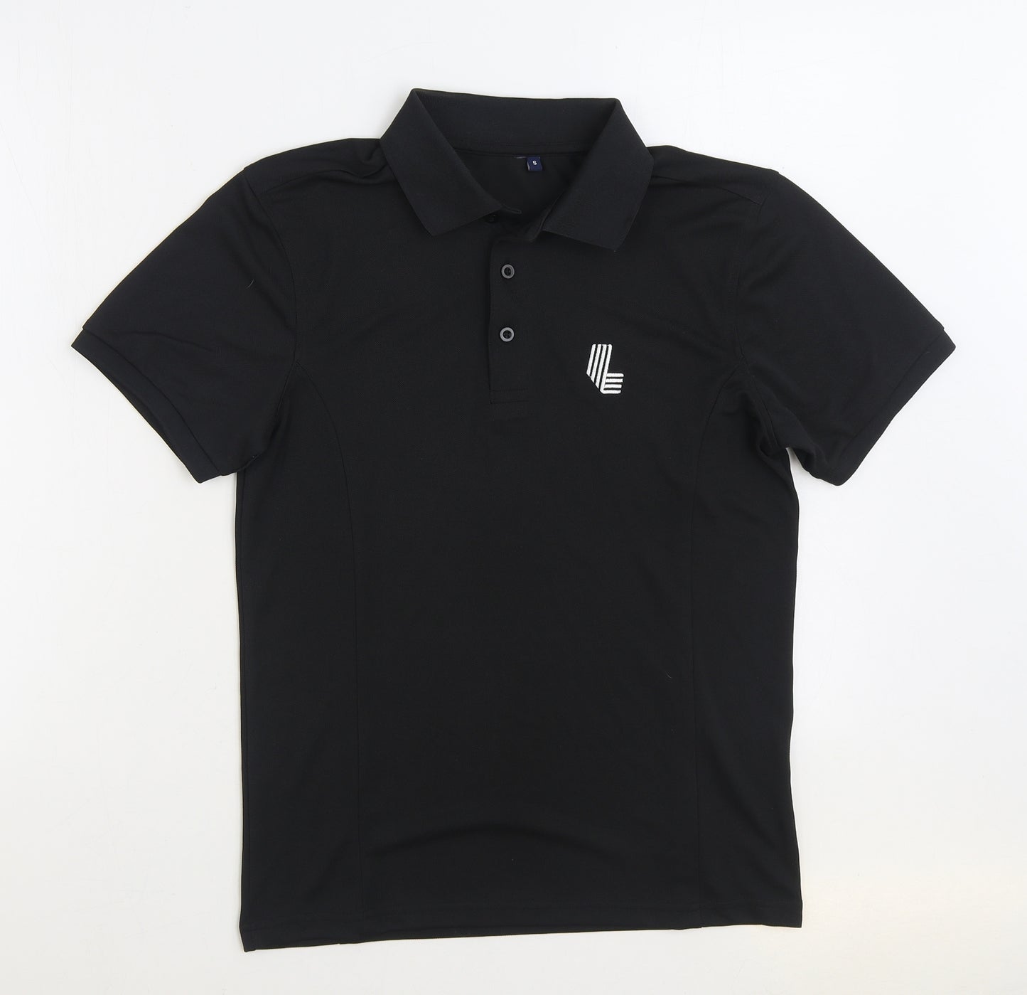 Preworn Mens Black Polyester Polo Size S Collared Pullover