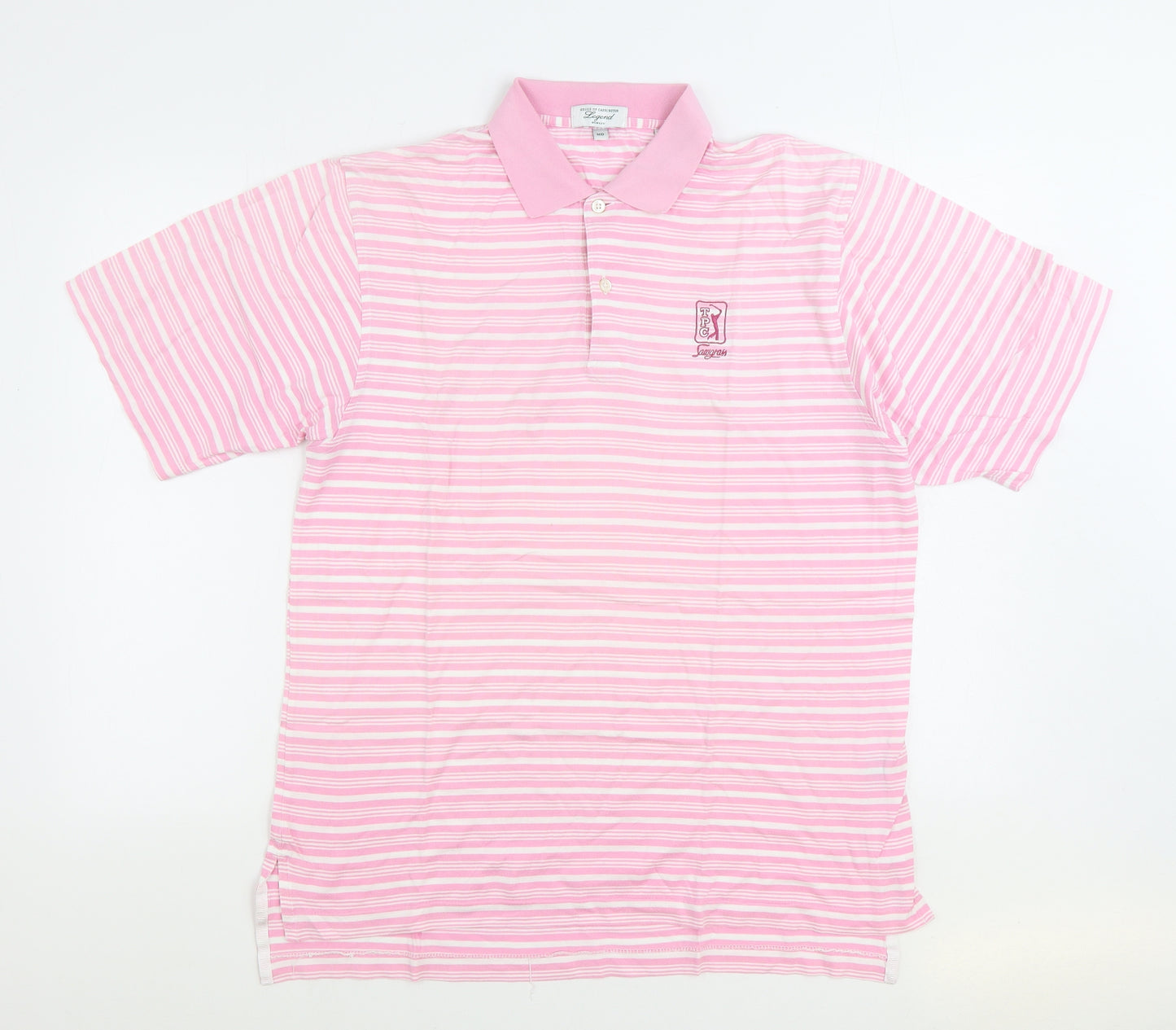 House of Carrington Womens Pink Striped 100% Cotton Basic Polo Size M Collared - Golf