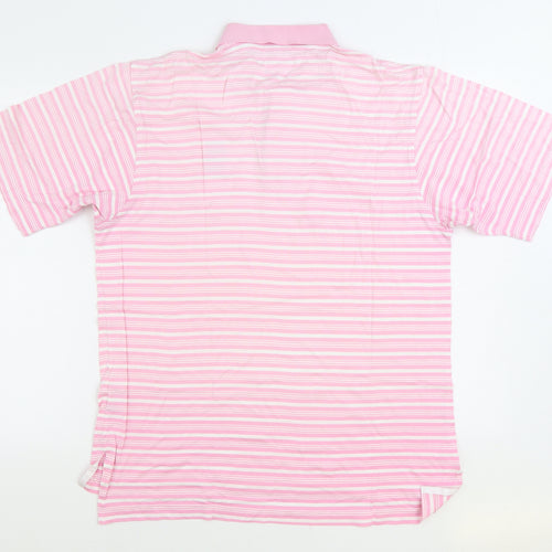 House of Carrington Womens Pink Striped 100% Cotton Basic Polo Size M Collared - Golf