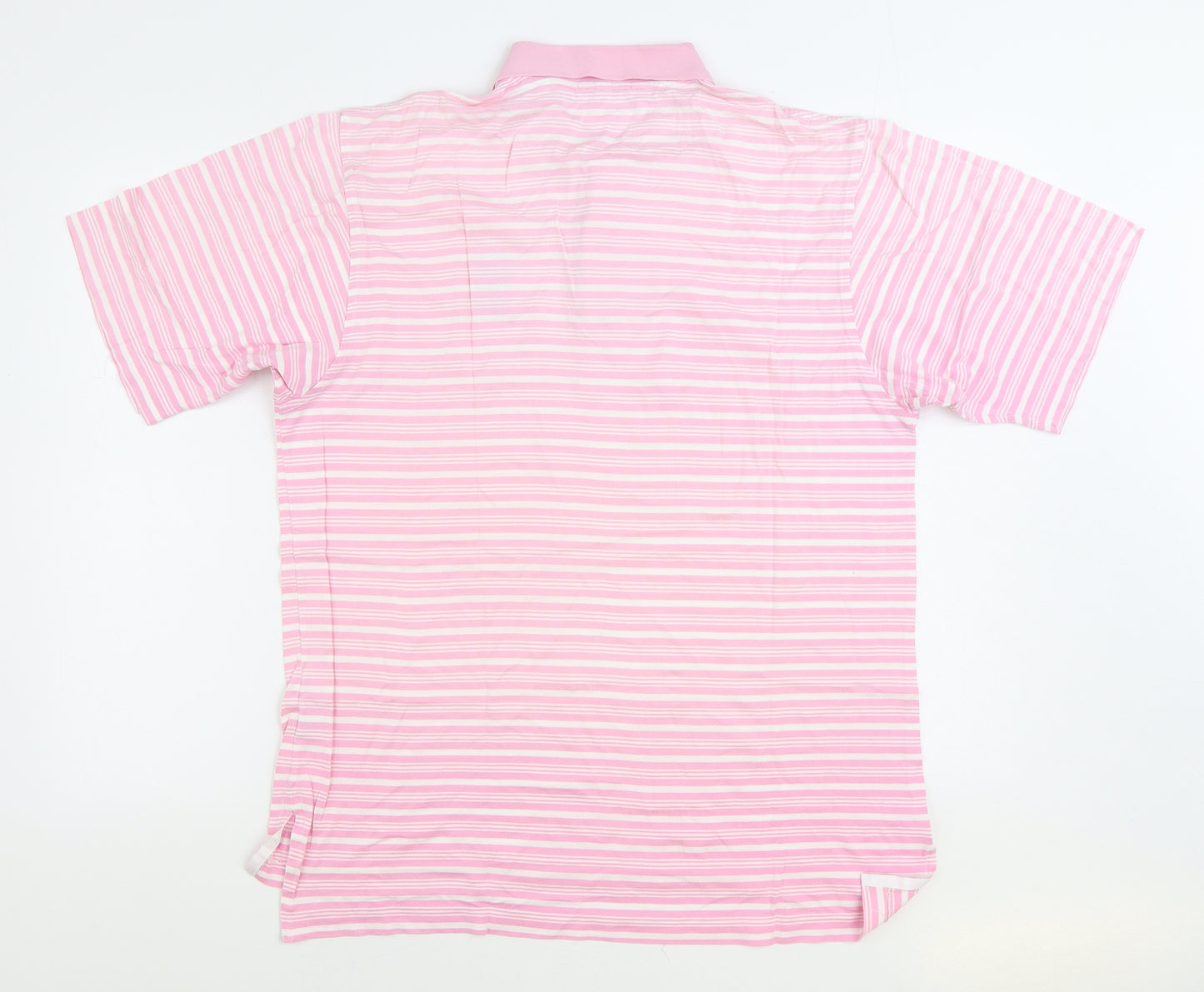 House of Carrington Womens Pink Striped 100% Cotton Basic Polo Size M Collared - Golf