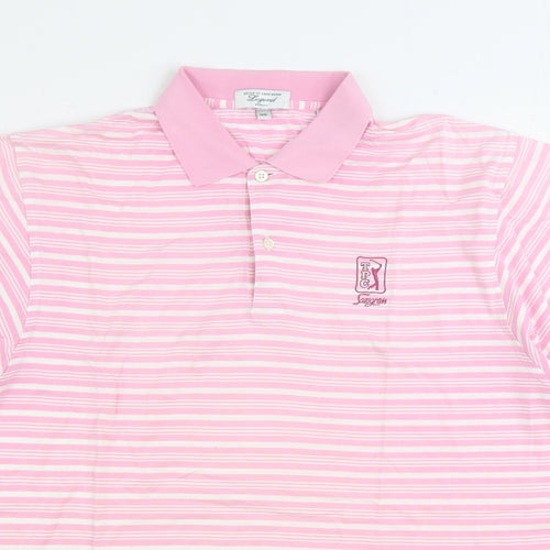 House of Carrington Womens Pink Striped 100% Cotton Basic Polo Size M Collared - Golf