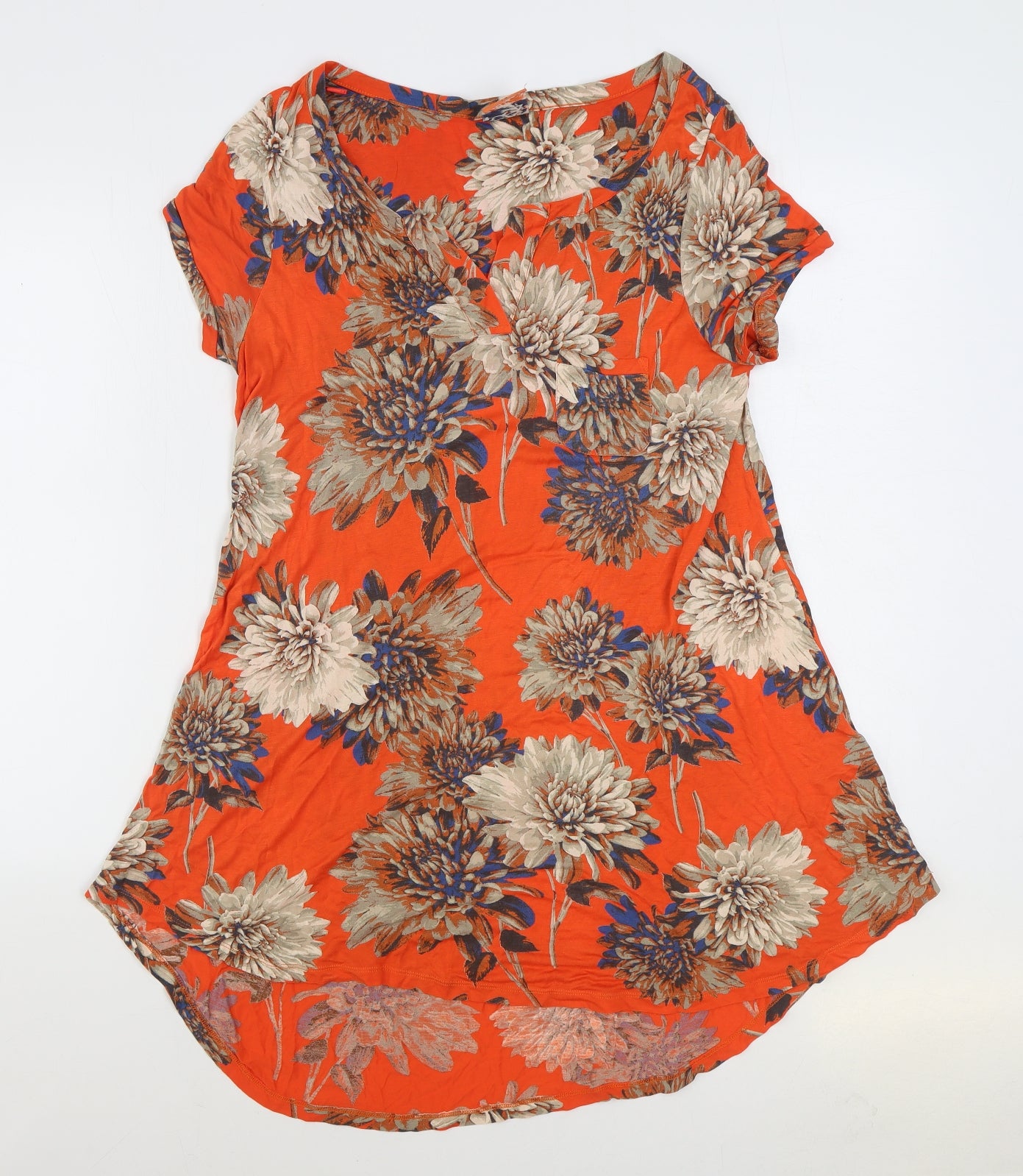 NEXT Womens Multicoloured Floral Viscose T-Shirt Dress Size 14 Scoop Neck Pullover