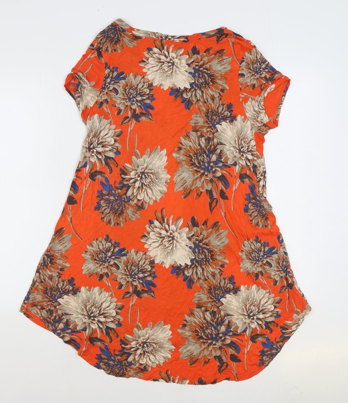 NEXT Womens Multicoloured Floral Viscose T-Shirt Dress Size 14 Scoop Neck Pullover