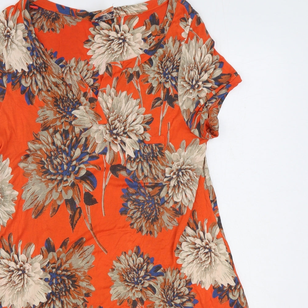 NEXT Womens Multicoloured Floral Viscose T-Shirt Dress Size 14 Scoop Neck Pullover