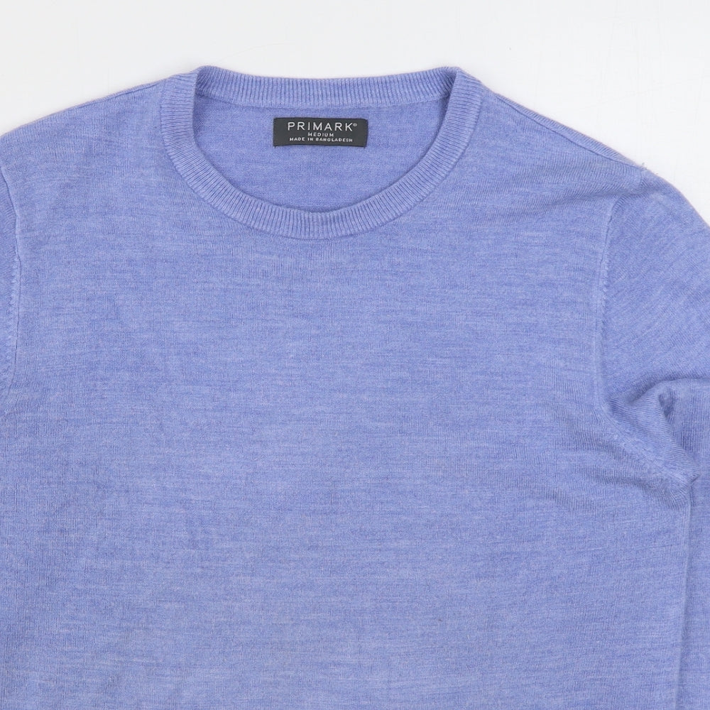 Primark Mens Blue Round Neck Acrylic Pullover Jumper Size M