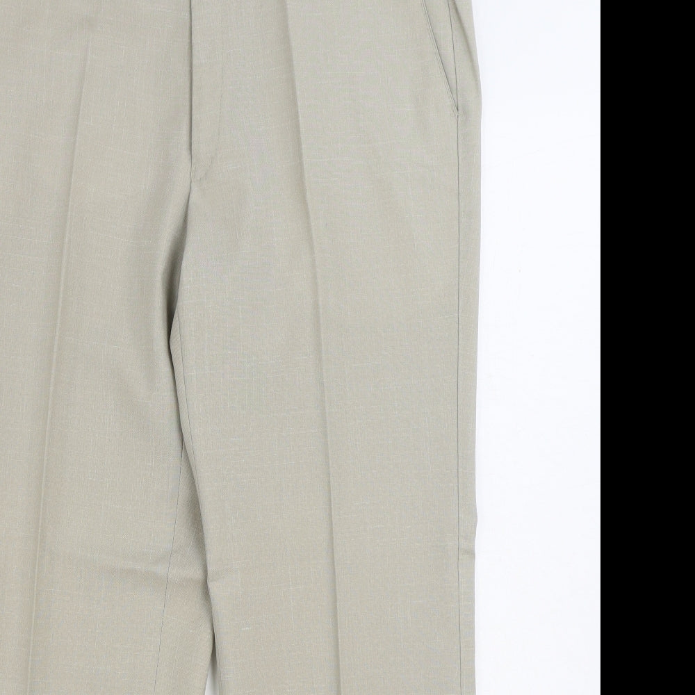 St Michael Mens Beige Polyester Trousers Size 36 in L29 in Regular Zip