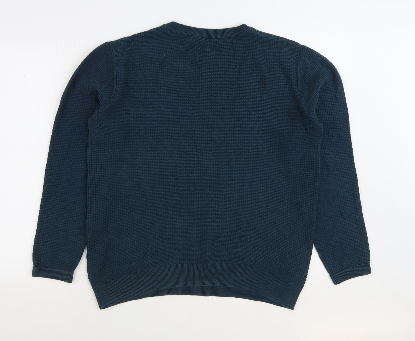 George Mens Blue Round Neck Cotton Pullover Jumper Size M
