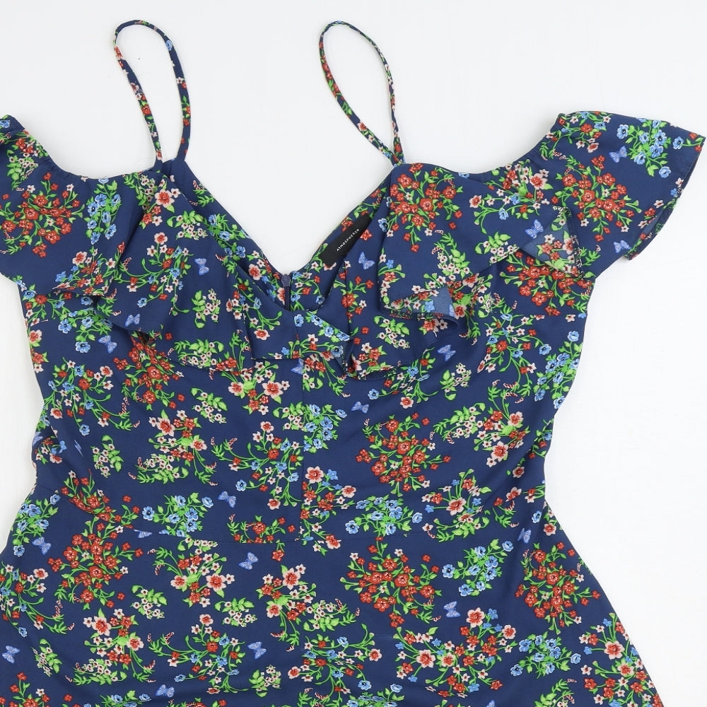 Atmosphere Womens Multicoloured Floral Polyester A-Line Size 20 V-Neck Zip