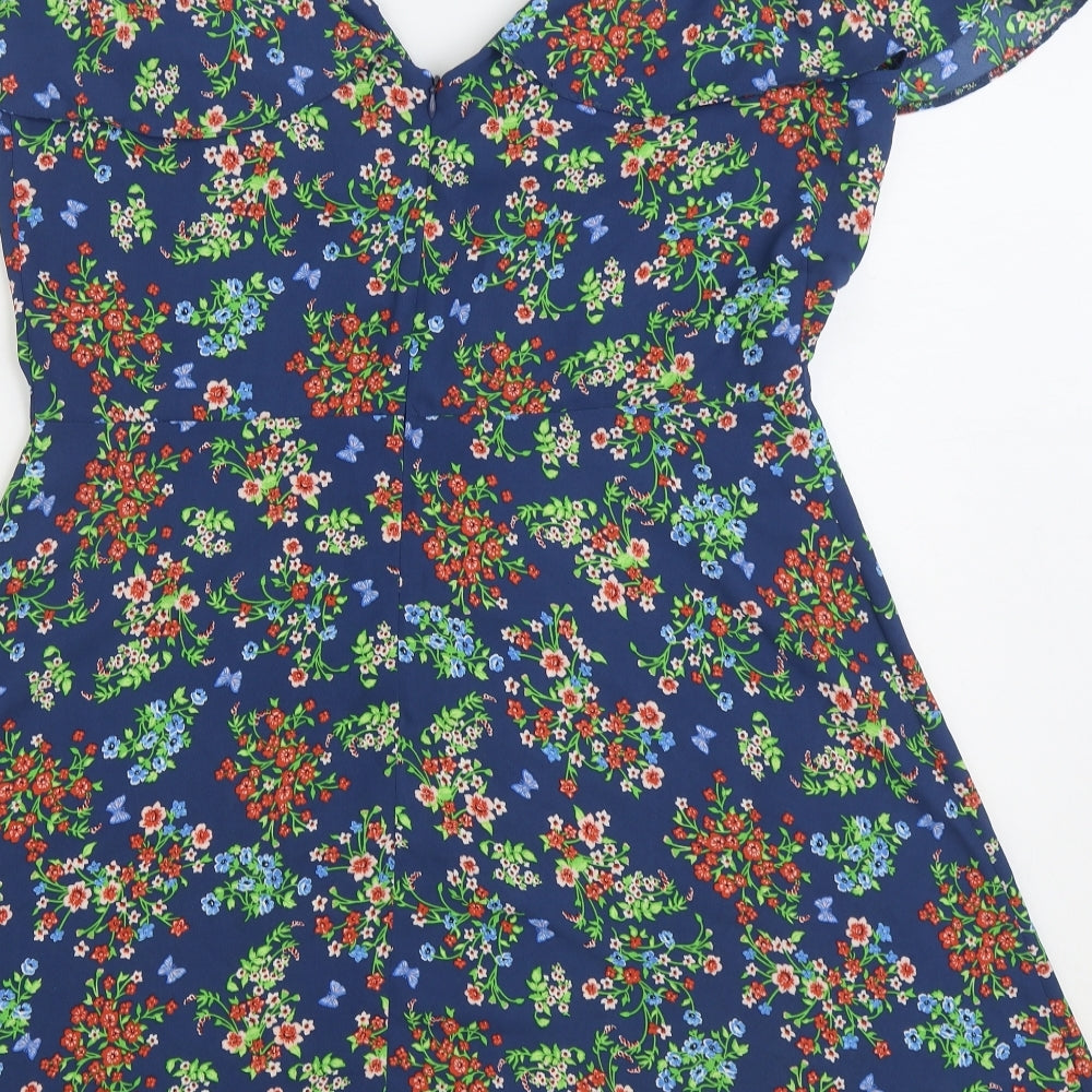Atmosphere Womens Multicoloured Floral Polyester A-Line Size 20 V-Neck Zip
