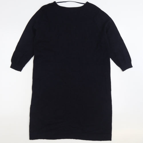 Atmosphere Womens Black Viscose Jumper Dress Size 14 Boat Neck Pullover