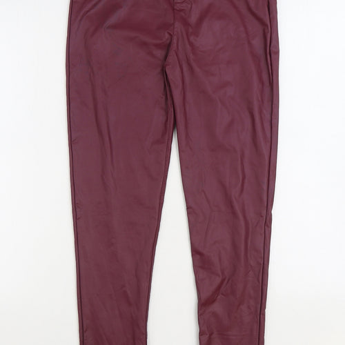 Preworn Womens Purple Polyurethane Jegging Trousers Size XL L28 in Regular - Ruched