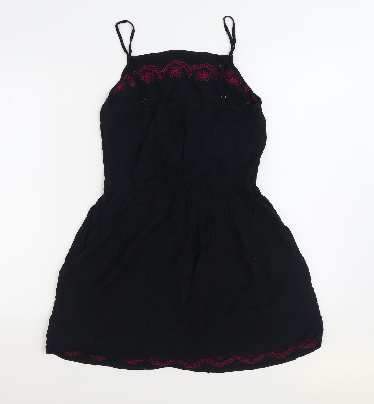 George Womens Black Geometric Viscose Skater Dress Size 12 Square Neck Pullover