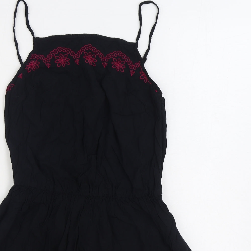 George Womens Black Geometric Viscose Skater Dress Size 12 Square Neck Pullover