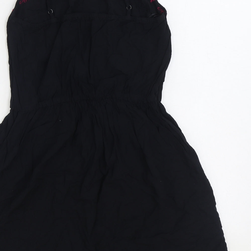 George Womens Black Geometric Viscose Skater Dress Size 12 Square Neck Pullover