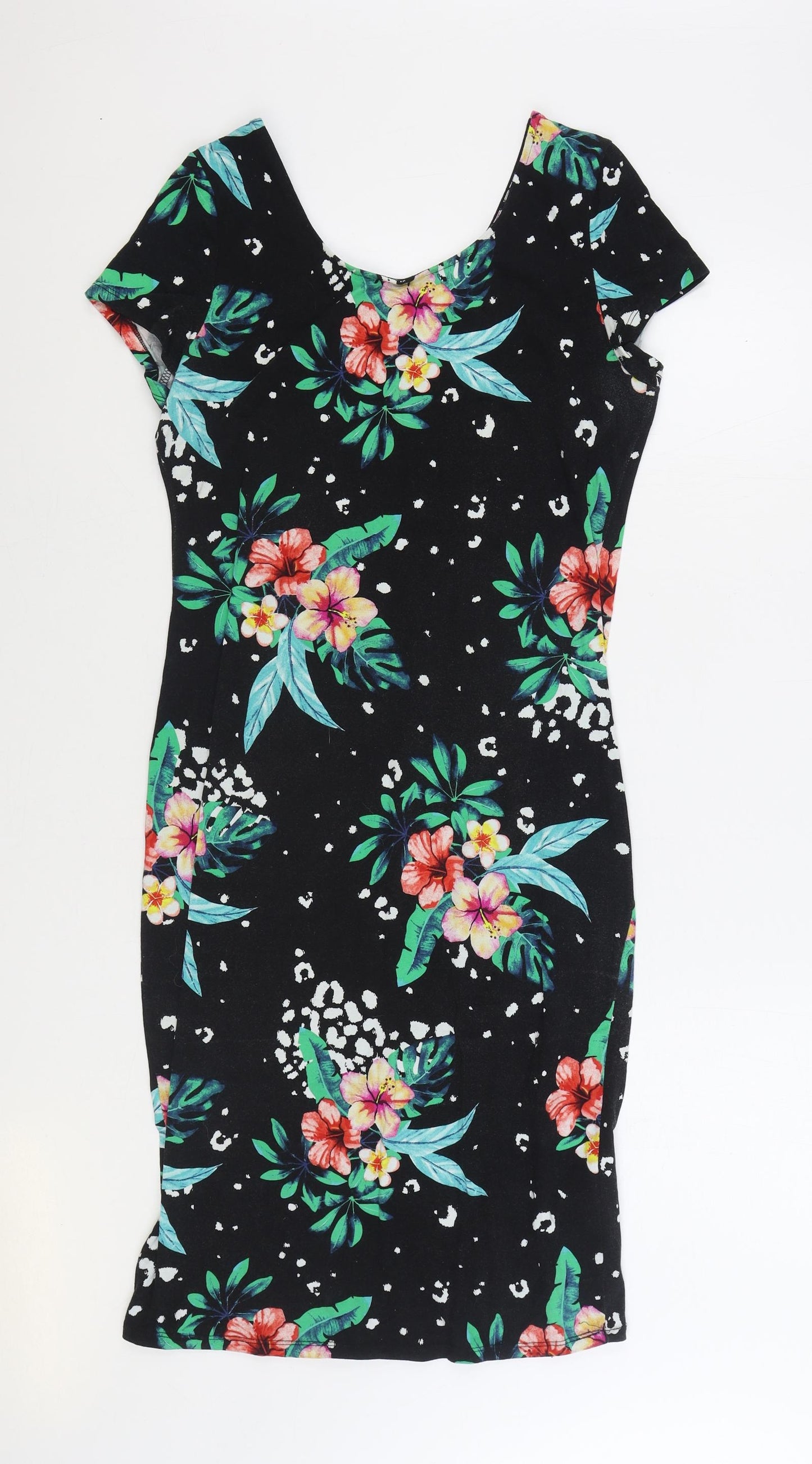 Atmosphere Womens Multicoloured Floral Cotton T-Shirt Dress Size 16 Scoop Neck Pullover